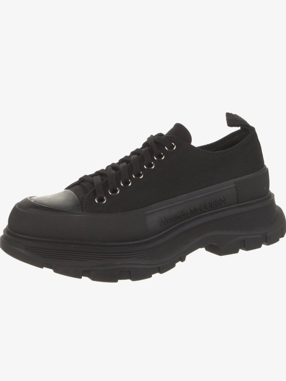 Alexander McQueen Mens Black Chunky Sole Canvas Low Top Loafer sneaker